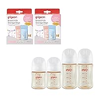 PPSU Nursing Baby Bottle Wide Neck(Pack of 4), 5.4Oz and 8.1Oz, with Disposable Breast Milk Storage Bag(50 Pcs, 6Oz), Essential Products for Breastfeeding Mothers