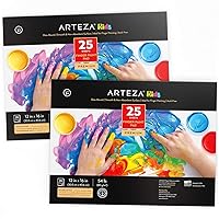 Arteza 12x16 Inches Finger Paint Paper Pad, Pack of 2, 50 Sheets (54lb/80gsm), 25 Sheets Each, Glue-Bound, Satin Finger Paint Paper for Toddlers, Art Supplies for Finger Painting and Mixed Media