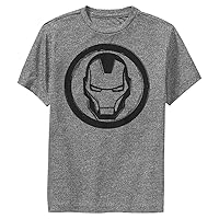 Marvel Universe Woodcut Ironman Boys Short Sleeve Tee Shirt