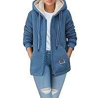 Women's Bomber Jacket Winter Plush Hooded Solid Color Cardigan Coat Oversized Jacket With Pockets, M-2XL