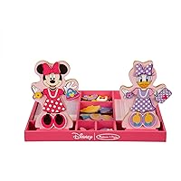 Disney Minnie Mouse and Daisy Duck Magnetic Dress-Up Wooden Doll Pretend Play Set (40+ pcs) - Toys, Dress Up Dolls For Preschoolers And Kids Ages 3+, Pink