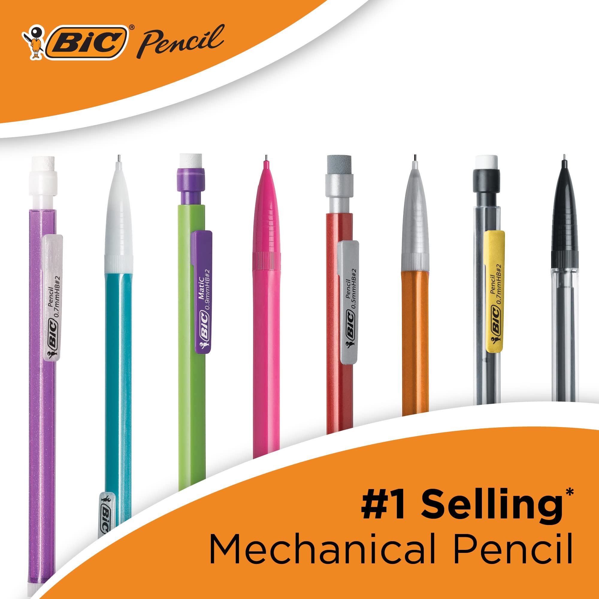 BIC Xtra-Sparkle Mechanical Pencil, Medium Point (0.7mm), Fun Design With Colorful Barrel, 15-Count