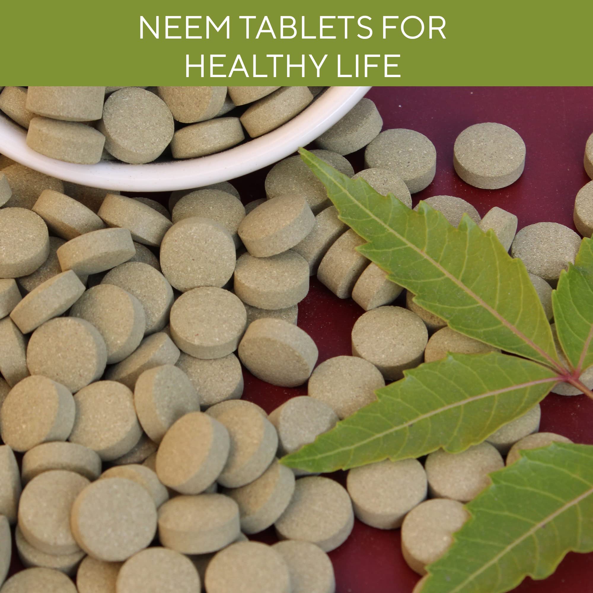 Grenera Neem Tablets 240 nos, Made Using Pure Neem Leaves (Azadirachta Indica), Kosher, Halal Certified Supplement