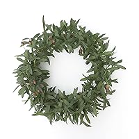 24” Artificial Olive Wreath Green Leaves Front Door Wreath Garland Olive Branch Ornaments Hanging Decoration for Home Wedding Party Wall Window Decor