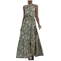 ZEFOTIM Women Summer Dot&Floral Print Boho Long Dress Evening Party Beach Dress Sundress