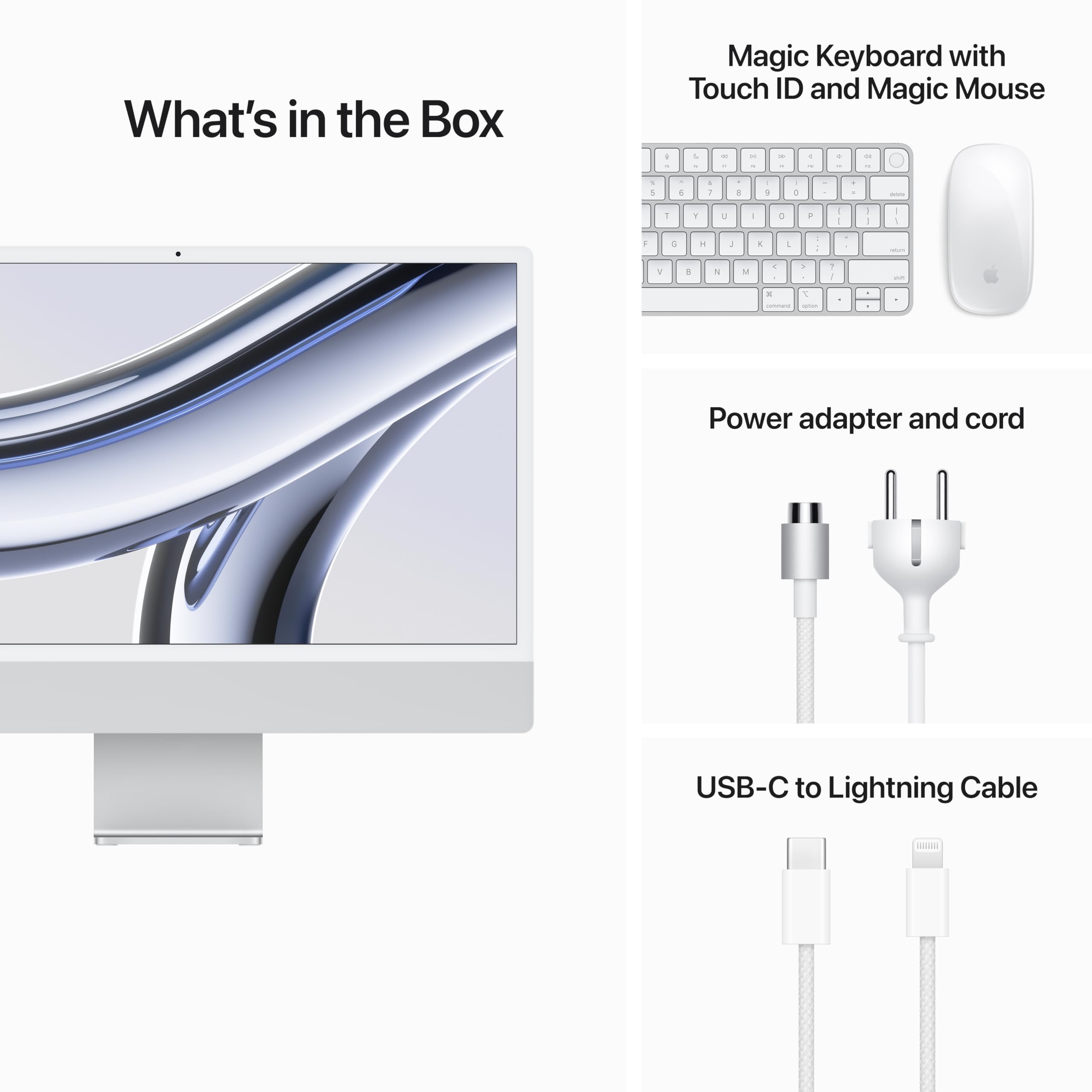 Apple 2023 iMac All-in-One Desktop Computer with M3 chip: 8-core CPU, 10-core GPU, 24-inch Retina Display, 8GB Unified Memory, 512GB SSD Storage, Matching Accessories. Works with iPhone/iPad; Silver