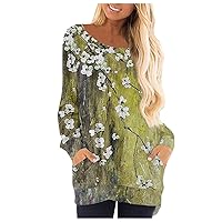 Women's Christmas Blouses 2023 Fashion Round Neck Printed T-Shirt Long Sleeve Pullover Casual Top Blouses, S-3XL