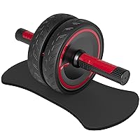 Metal Handle Ab Roller Wheel with Knee Pad Abdominal Exercise for Home Gym Fitness Equipment Black & Red