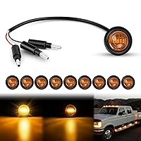 Nilight 3/4Inch Round Marker Light 10PCS Amber LED Turn Signals Light 3 Connectors Side Indicator Bullet Clearance Light IP68 Waterproof for Trailer Truck Camper Van Boat Bus, 2 Years Warranty