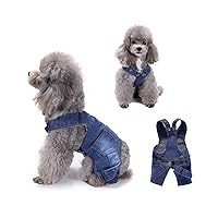 GabeFish Dog Vintage Snap-Button Denim Overall Pets Cats 4 Legs Jumpsuit Causal Jean Clothes for Small Medium Dogs Blue Medium