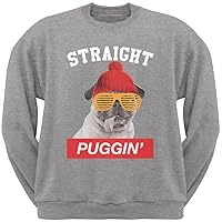 Animal World Straight Puggin' Heather Grey Adult Sweatshirt