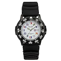 Del Mar 50512 45mm Stainless Steel Quartz Watch w/Silicone Band in Black with a White dial
