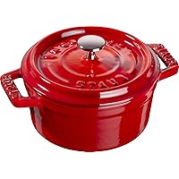 Staub 40509-799 Mini Picotte Round Cherry, 3.9 inches (10 cm), Small, Double Handed, Cast Iron, Enameled Pot, Authentic Japanese Product
