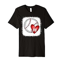 Womens Bleached Custom Baseball Mom Number 98 Heart for Mom Premium T-Shirt