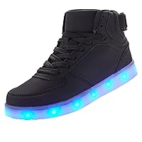 DIYJTS Kids LED Light Up Shoes, Fashion High Top LED Sneakers USB Rechargeable Glowing Luminous Shoes for Boys Girls Toddler Child