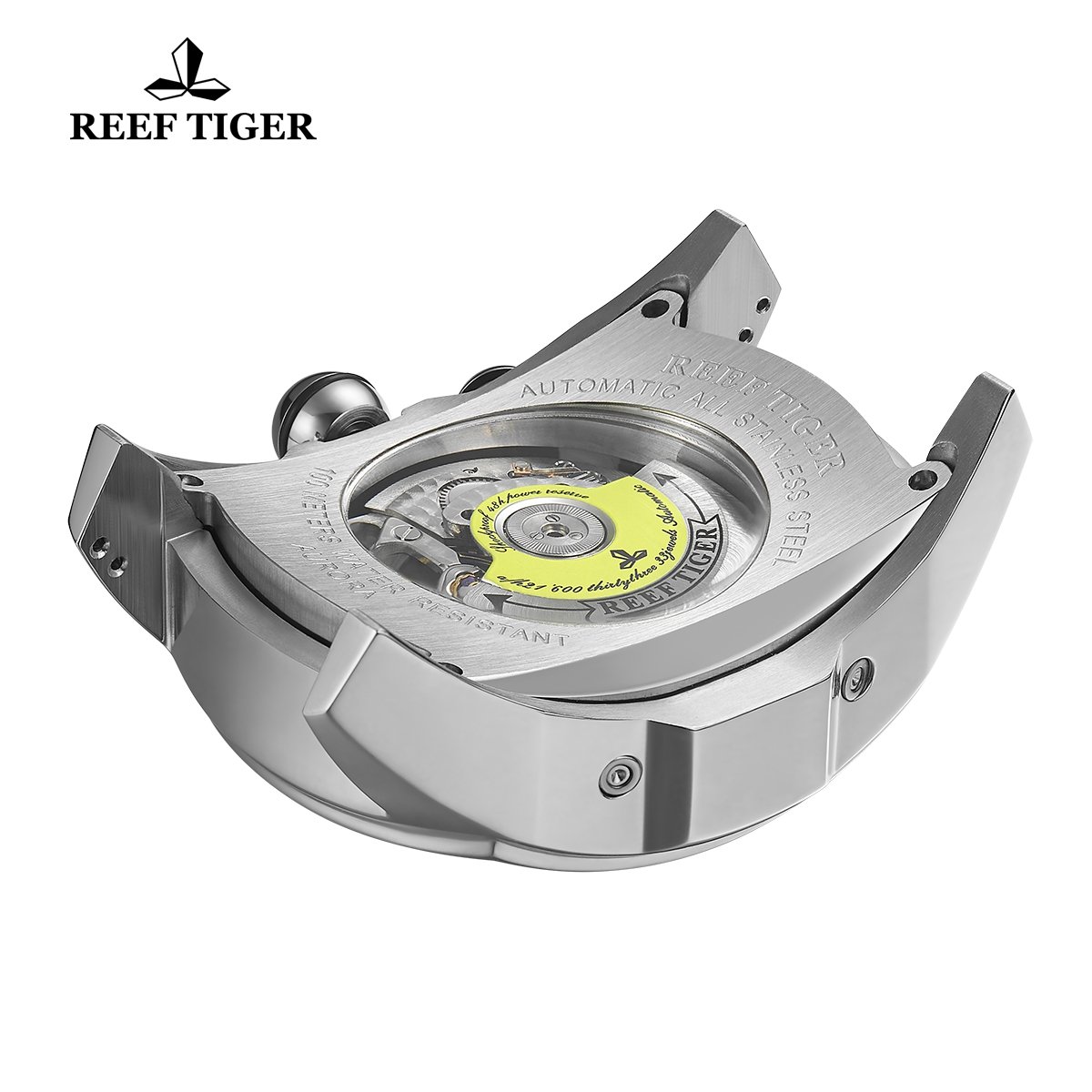 REEF TIGER Luminous Huge Big Sport Watch for Men Tourbillon Analog Automatic Watches Rubber Strap RGA3069