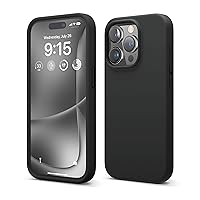 elago Compatible with iPhone 15 Pro Case, Liquid Silicone Case, Full Body Protective Cover, Shockproof, Slim Phone Case, Anti-Scratch Soft Microfiber Lining, 6.1 inch (Black)