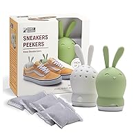 Monkey Business Shoe Odor Eliminators/ 2 Cute Bunny Deodorizers for Sneakers and Shoes + Purifier refill bags- pack of 6 / Activated charcoal also keeps wardrobes, lockers, gym bags fresh