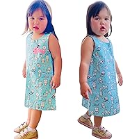 Sabai Living Play Wear Kitten Dress for Toddler Girls 3-5 Years Old, 100% Cotton