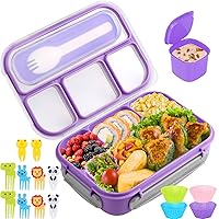 Bento Box Adult Lunch Box, Containers for Adults Men Women with 4  Compartments, Lunchable Food Container with Utensils, Sauce Jar, Muffin  Liners, 40