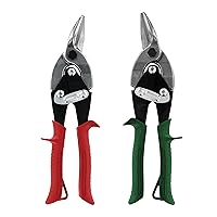 MIDWEST Aviation Snip Set - Left and Right Cut Regular Tin Cutting Shears with Forged Blade & KUSH'N-POWER Comfort Grips - MW-P6716C