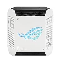 ASUS ROG Rapture GT6 (1PK) Tri-Band WiFi 6 Gaming Router, covers up to 2,900 sq ft, 2.5 Gbps port, triple-level game acceleration, UNII 4, lifetime internet security, Moonlight White