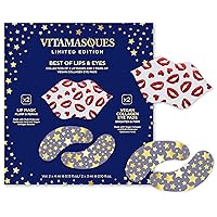 Lip Mask and Collagen Eye Pad Gift Set, Best of Lips & Eyes - 4 Piece Set, Plump & Repair Lip Masks, Brighten & Firm Vegan Collagen Eye Pads - Anti Aging Facial Masks - Mothers Day Gifts for Mom