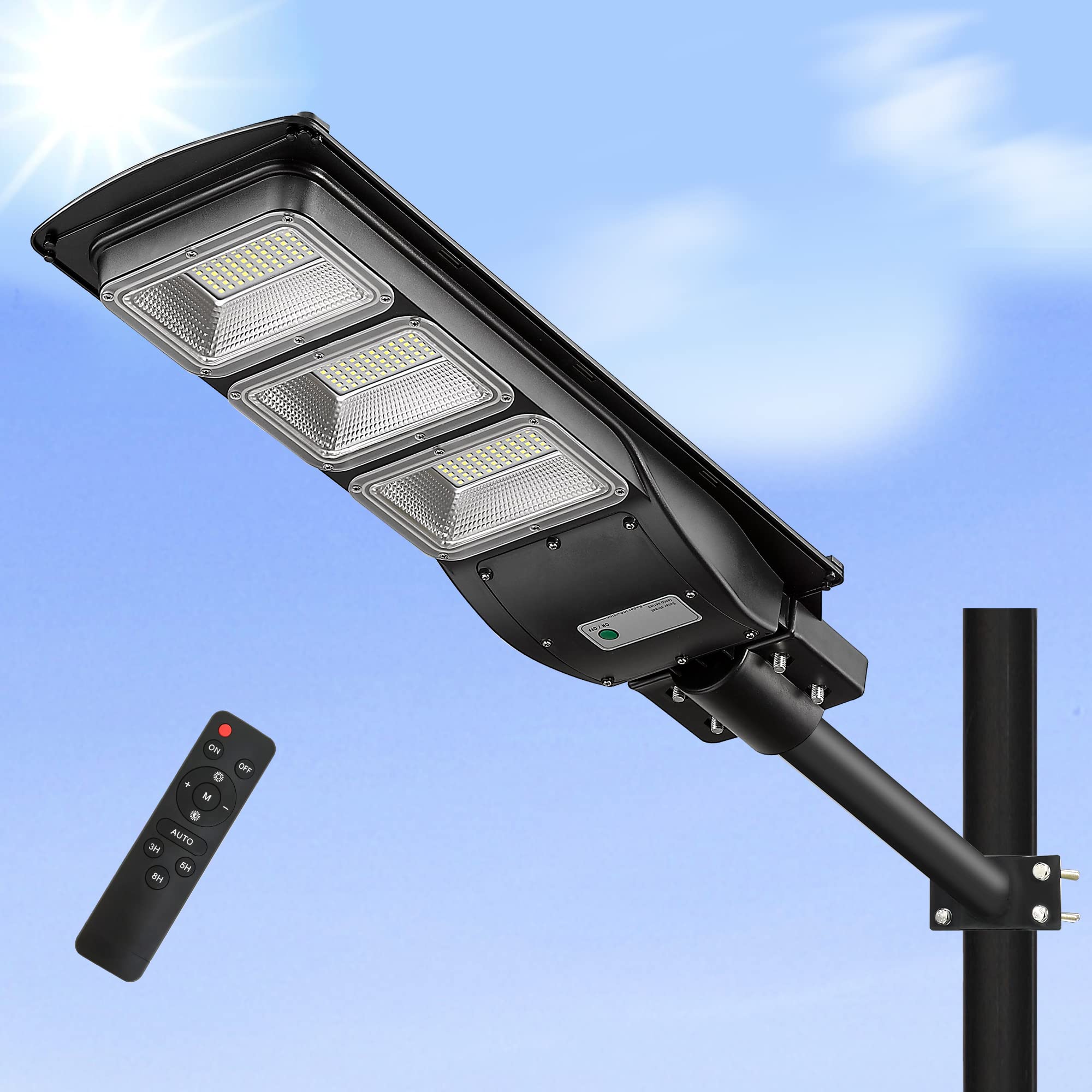 Mua Lovus 700W Solar LED Street Light, 60000LM Solar Flood Lights Outdoor  with Motion Sensor and Dusk to Dawn for Parking Lot, Garage, Home, IP65  Waterproof, Wall or Pole Mount, ST60-039 trên
