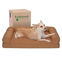 Furhaven Orthopedic Dog Bed for Medium/Small Dogs w/ Removable Bolsters & Washable Cover, For Dogs Up to 35 lbs - Quilted Sofa - Toasted Brown, Medium