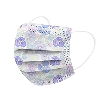 50PC Flower Print Disposable Face_Masks for Women,Colored Floral Spring Designs Paper 3ply Breathable Protection