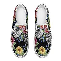 Three Birds in Flowers Women's Slip on Canvas Non Slip Shoes for Women Skate Sneakers (Slip-On)