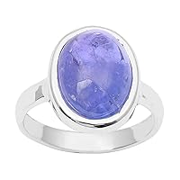 925 Silver 6.66 Carat Tanzanite Single Stone Handmade Rings Solitaire Cabochon Wedding Statement Ring