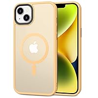 CACOE Magnetic Case for iPhone 13 & iPhone 14 6.1 inch-Compatible with MagSafe & Magnetic Car Phone Mount,Anti-Fingerprint TPU Thin Phone Cases Cover Protective Shockproof (Orange Yellow)