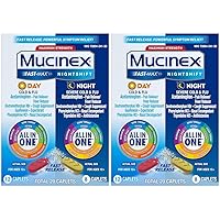 Mucinex Maximum Strength Fast-Max Day Cold & Flu & Nightshift Night Severe Cold & Flu All in One, Fast Release, Powerful Multi-Symptom Relief, 20 caplets (12 Day time + 8 Night time) (Pack of 2)