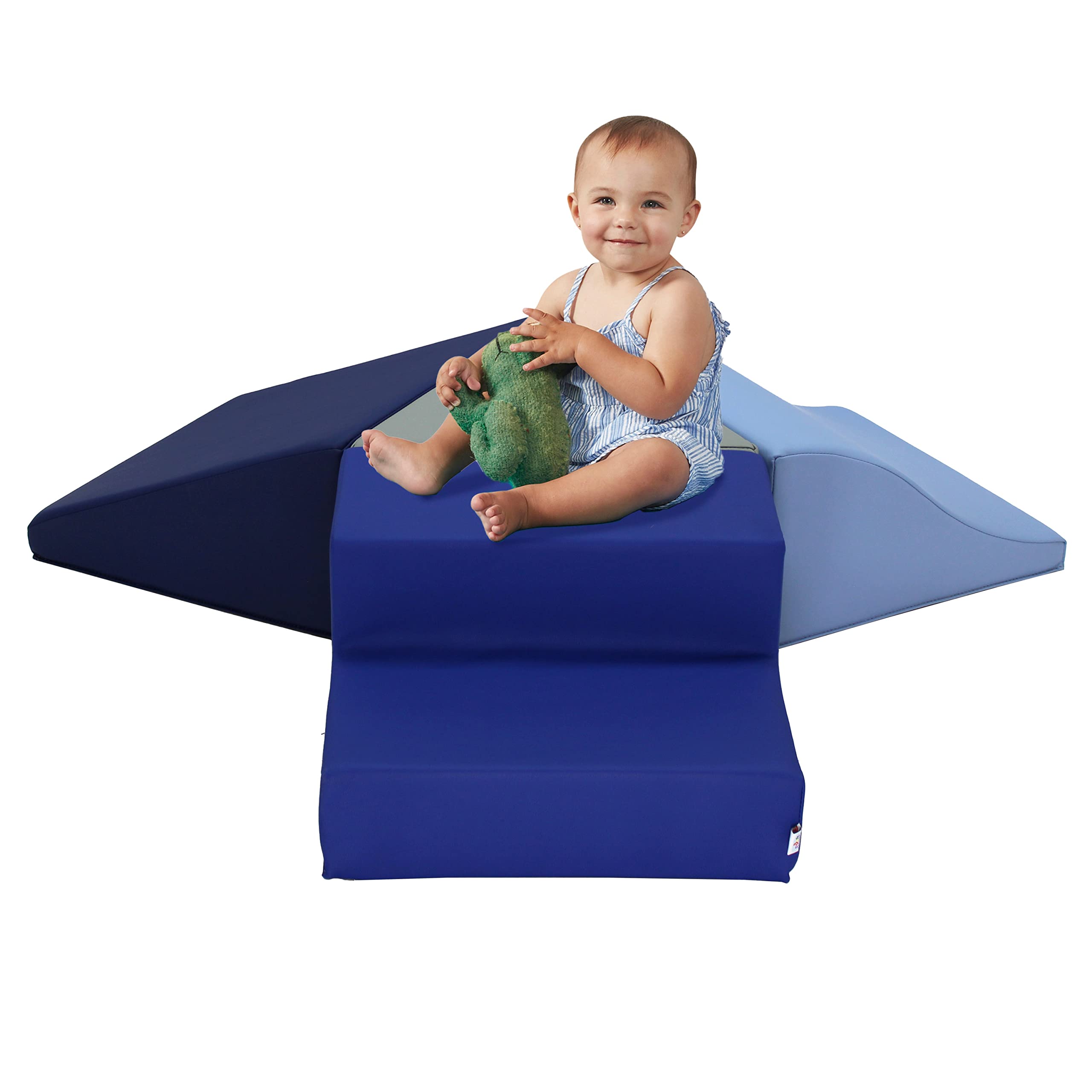 Factory Direct Partners 13799-NVPB SoftScape Toddler Playtime Junction 360 Climber, Indoor Active Play Structure (4-Piece) - Navy/Powder Blue