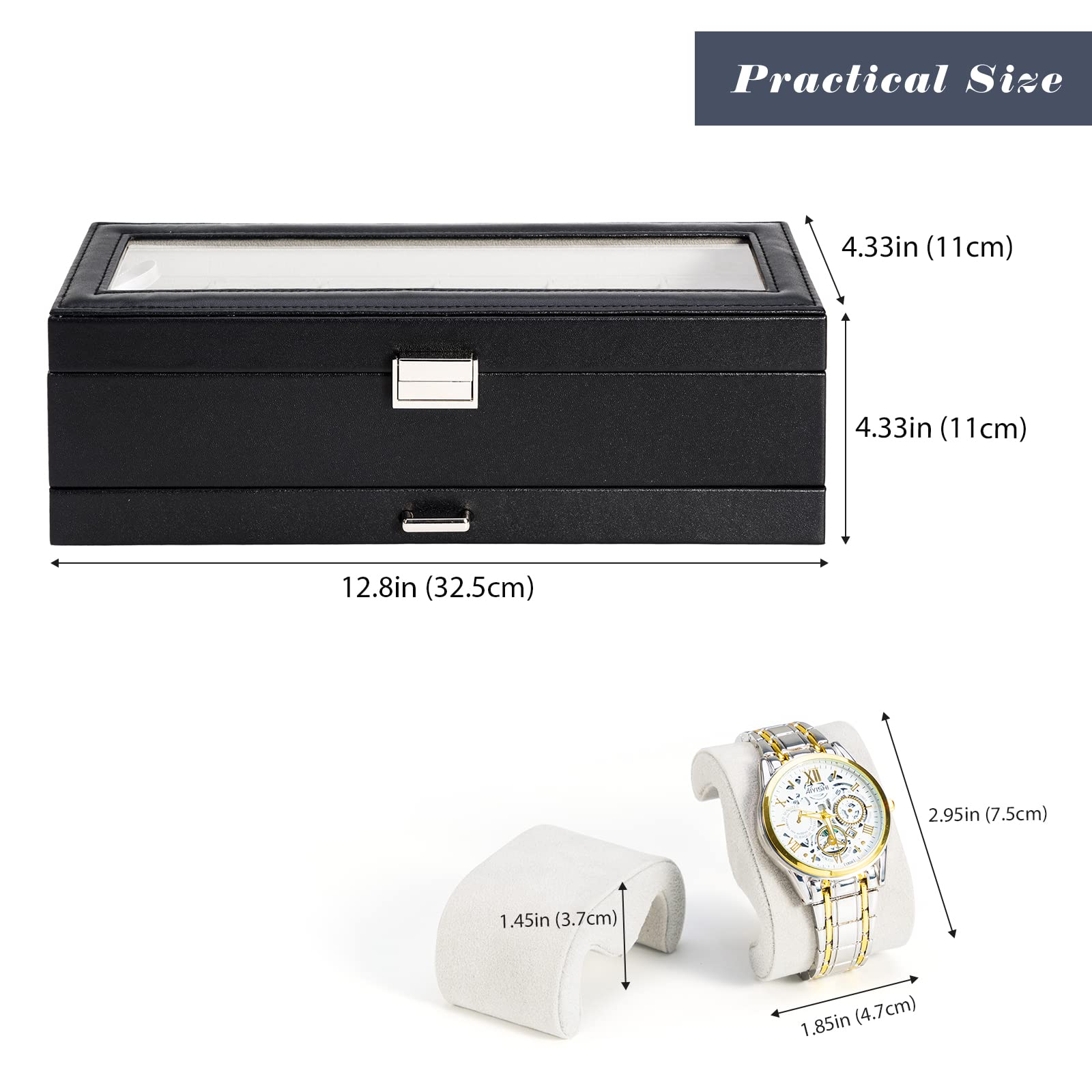 ProCase Set of 4 Stackable Jewelry Trays Bundle with 6 Slots Watch Box with Drawer