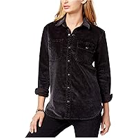 Lucky Brand Womens Utility Button Up Shirt, Black, Medium