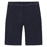 Nautica Girls' School Uniform Bermuda Shorts, Pull on Fit & Stretchy Material, Faux Button & Functional Pockets