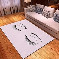 Non-Slip Area Rug 4'x 6' Make Closed Eyes Long Lashes Makeup Salon Beautiful Beauty Rugs Carpet for Classroom Living Room Bedroom Dining Kindergarten Room