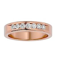 Certified Wedding Band Ring with 7 pcs Round Cut Natural Diamond in 14K White/Yellow/Rose Gold Bridal Ring for Women, Girl and Ladies | Real Diamond Ring for Her (0.52 Ct, IJ-SI)
