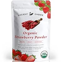 Ancient Choice - Strawberry Powder (4 ounces) | USDA Organic | Freeze Dried | Non-GMO | Milk | Baking | Hiking | Vegan Superfood | Vegetarian | Smoothie | Fiber | Prebiotic | Prepping | Keto | Paleo