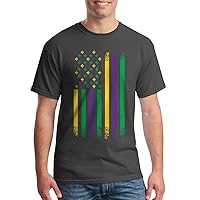 Threadrock Men's Mardi Gras American Flag T-Shirt
