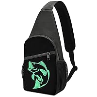 Bass Fishing Sling Bag Travel Daypack Crossbody Shoulder Backpack for Hiking Cycling