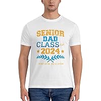 Proud Dad of A 2024 Senior Class of 2024 Graduation Cotton Man's Soft Shirts T-Shirt Tee