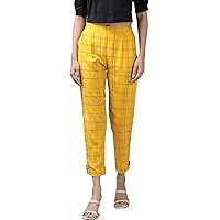 Yash Gallery Women's Cotton Slub Solid Regular Fit Casual Trouser Pants