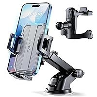 Car Phone Holder Mount【Upgraded】-【Bumpy Roads Friendly】 Phone Mount for Car Dashboard Windshield Air Vent 3 in 1,Hand Free Mount for iPhone 15 14 13 Pro Max Samsung All Cell Phones (Gray)