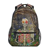 ALAZA Blooming Skeleton in the Dark Forest with Butterflies Unisex Schoolbag Travel Laptop Bags Casual Daypack Book Bag