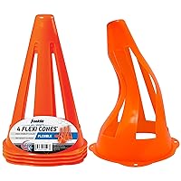 Plastic Soccer Cones - Mini Sports Cones for Drills + Practice - Flexible Orange Goal Cones for Training + Games - 9 Inches