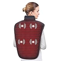 Snailax Heating Pad for Back Pain, Large Heat Pads for Cramps, Neck and Shoulders, Electric Portable Heated Pad with Fast Heating and 5 Massage Modes, Auto Shut-Off(24V Safe Voltage)
