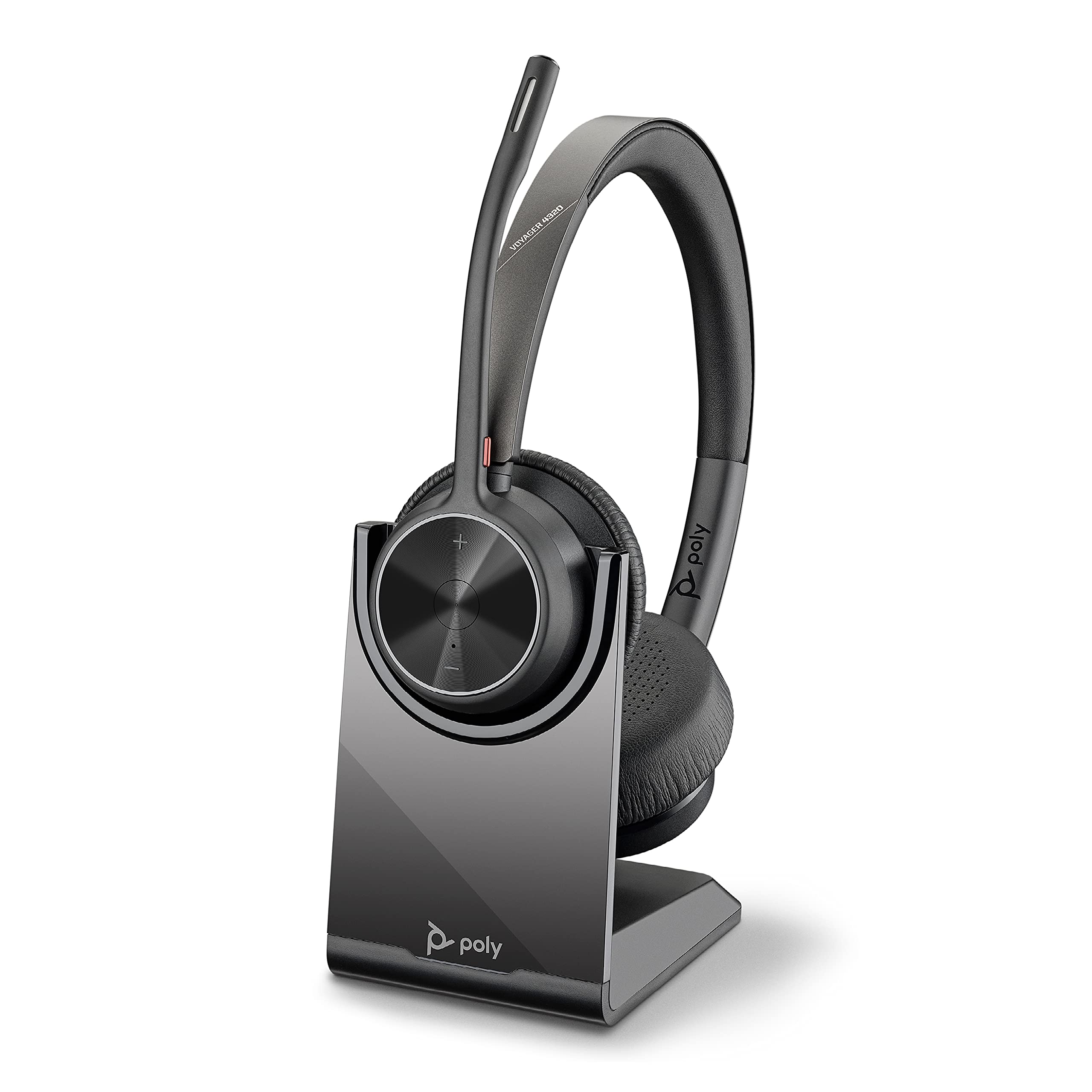 Poly - Voyager 4320 UC Wireless Headset + Charge Stand (Plantronics) - Headphones with Boom Mic - Connect to PC/Mac via USB-C Bluetooth Adapter, Ce...